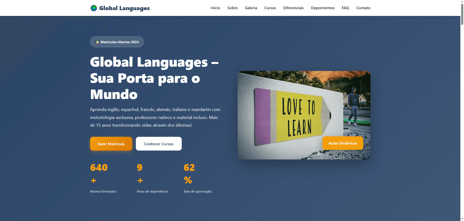Home do site — Escola de Idiomas